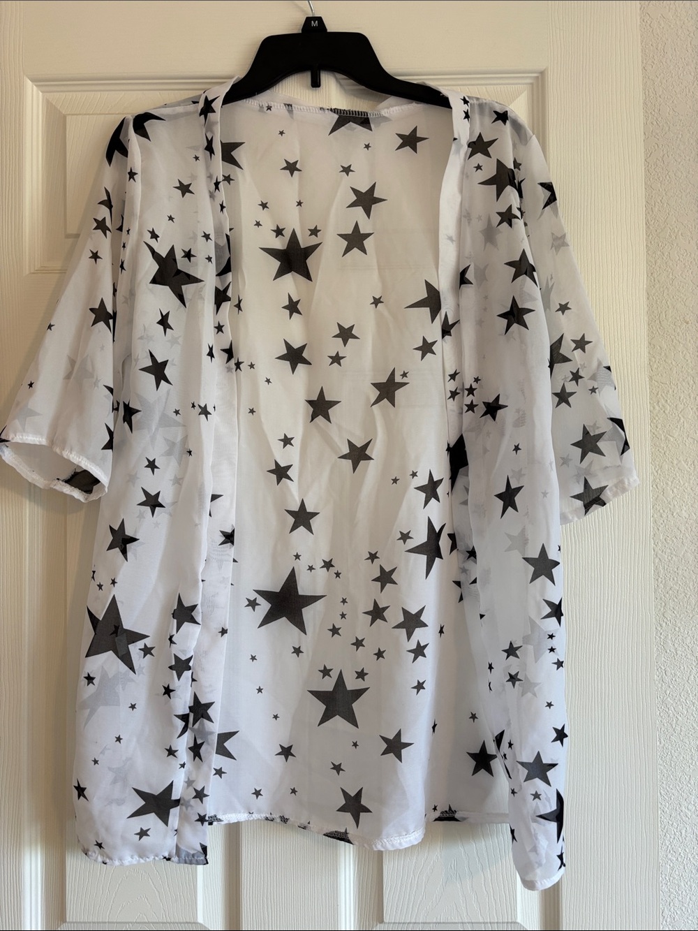 White Sheer Star Print Kimono